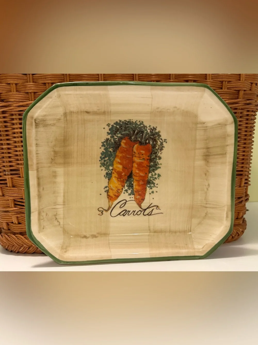 Vintage Ceramica Due Torri Carrots Ceramic Serving Platter Made in Italy Square